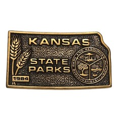 1984 Kansas State Parks Belt Buckle Vintage KS Ranger Wildlife Country