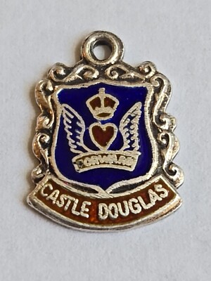 STERLINGSILBER ~ SCHLOSS DOUGLAS Charm ~ EMAILLE Reise SOUVENIR VINTAGE!