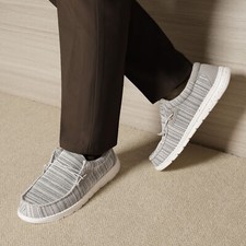 Men's Breathable Slip-on Loafers Stretch Slip-on Sneakers Grey Casual Shoes