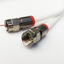 RG6 Satellite Coax Jumper Cable 3GHz Solid Copper CL2 In-Wall Rated Red Fittings