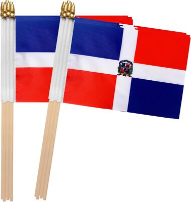 TSMD Dominican Republica Flag Dominica Small Mini Hand Held Stick 