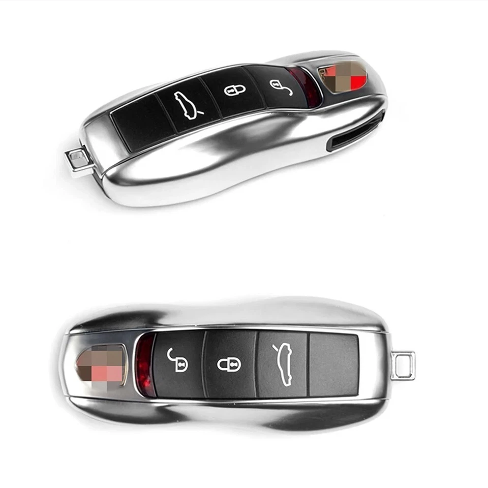 Porsche Cayenne Macan 911 Metallic Silver Remote Smart Key Fob Shell Case Cover — 第 4/4 张图片