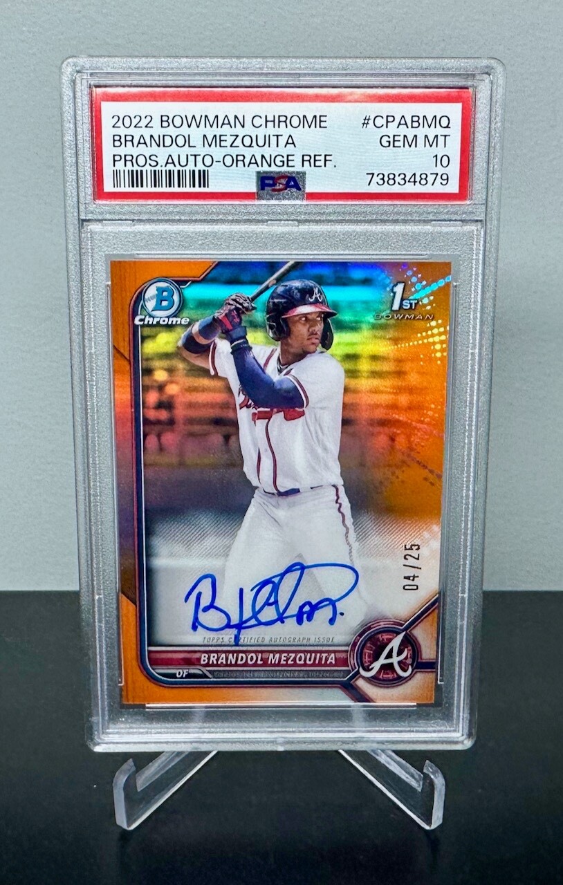Brandol Mezquita 2022 1st Bowman Chrome Orange Refractor Auto #'d /25 PSA 10