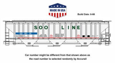 Accurail HO Scale 3-Bay Covered Hopper ~ SOO Line w ICE Reporting Marks ~ 81571