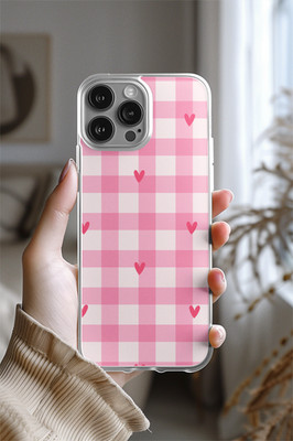 Valentinstag iPhone Hülle Pink Gingham Karo Herzen für iPhone 17 Galaxy 18