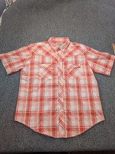 Wrangler Shirt Mens XL Red Plaid Western Pearl Snap Short Sleeve Cowboy Rodeo