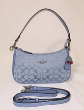 NWT Coach CH139 Light Blue Teri Shoulder Bag Signature Outlet  Cherry Charm
