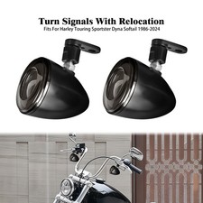 Front Bullet LED Turn Signals With Relocation For Harley Softail Fat Bob 86-24