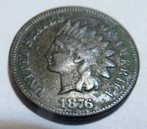 Semi Key 1876 Indian Head Penny Cent Good Plus G+ Natural Toning Free Shipping