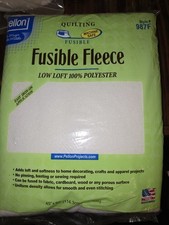Pellon Fusible Fleece White Quilting Fabric 45" x 60" Machine Safe 987FPKG-2103