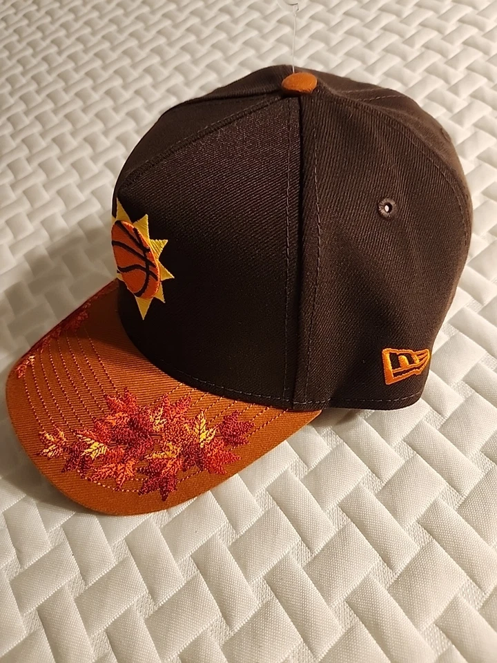 Sombrero Phoenix Suns New Era Snapback Marrón/Naranja Otoño/Otoño Diseño Hoja Cosida Foto 2 de 4