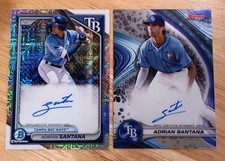 Lot of 2 - 2024 Adrian Santana Autos - Bowman Chrome Mojo & Bowman's Best  Rays