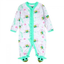 Star Wars Grogu Smiles All Over Print Infant Footed Pajamas Grey