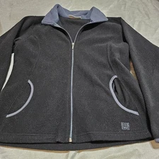 Vtg Wilson Fleece Jacket Anti Pill Athletic Full Zip Y2K Black Mens Medium