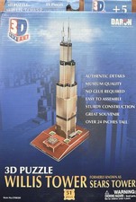 3d Puzzle - Willis Tower (Sears Tower) - 51 Pieces - FREE SHIPPING - 25 inches