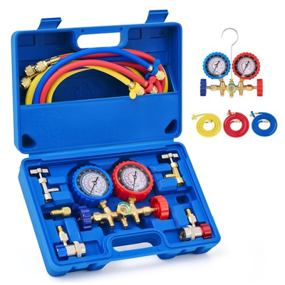 #ad AC Gauges AC Manifold Gauge Set for R134a R12 R502 Refrigerant 3 Way Car with $79.45