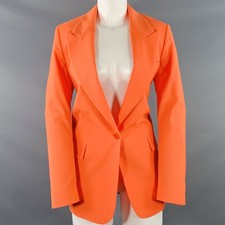 MSGM Size 6 Orange Wool Peak Lapel Jacket Bla...