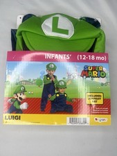 Super Mario "Luigi" Jumpsuit  Hat Costume Infants Size 6-12Month  12-18 Month
