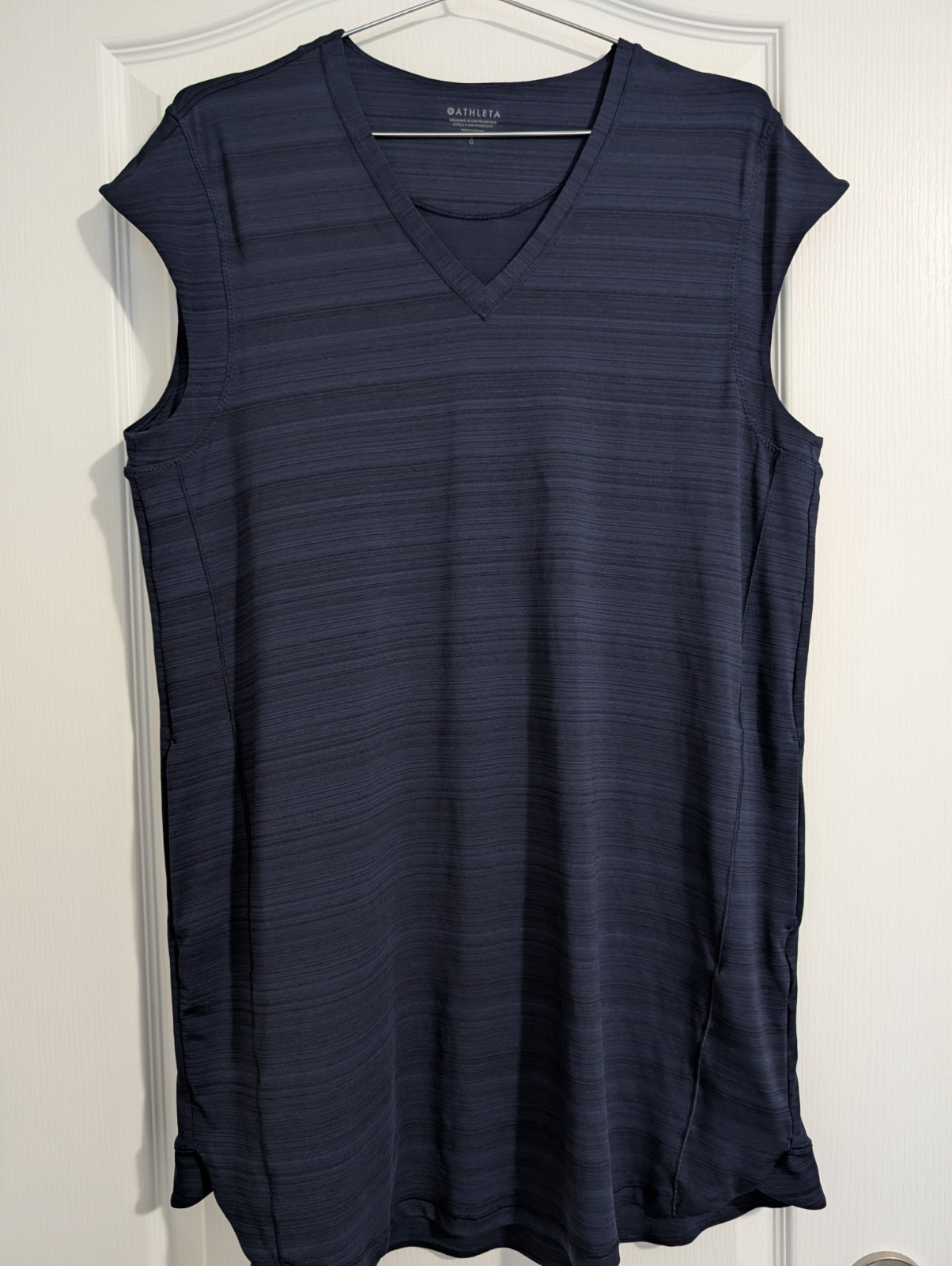 Athleta Women's L Sleeveless Tank Dress V-Neck Navy Blue