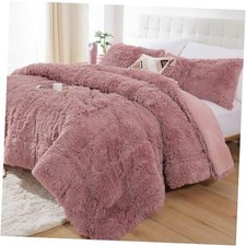 Fluffy Comforter Set, Faux Fur Comforter Set Size, Luxury Fuzzy Queen Old Pink