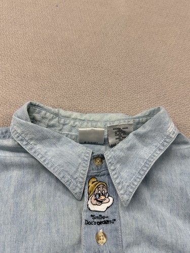 Vintage Disney Catalog Seven Dwarfs Denim Distressed Button Down Women Size 2X - Picture 12 of 15