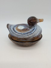 IMPERIAL GLASS CARMEL BROWN SLAG DUCK ON A NEST SMALL 4.5