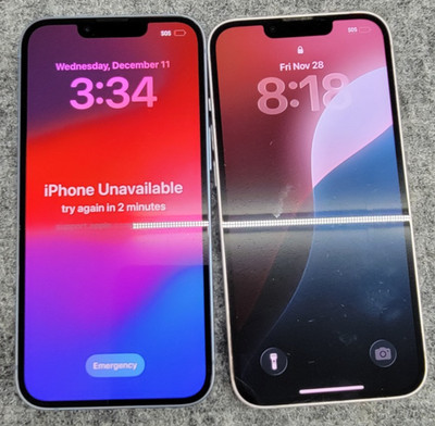 Apple iPhone 14 (Sky Blue) And iPhone 13 (Baby Pink) As Is