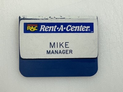Vintage Rent-A-Center (RAC) Pocket Employee Name Tag   Manager   Mike   1993