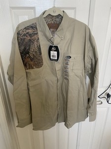 Mossy Oak Mens Button Down Shooter Shirt XL extra Large Khaki Hunting NWT