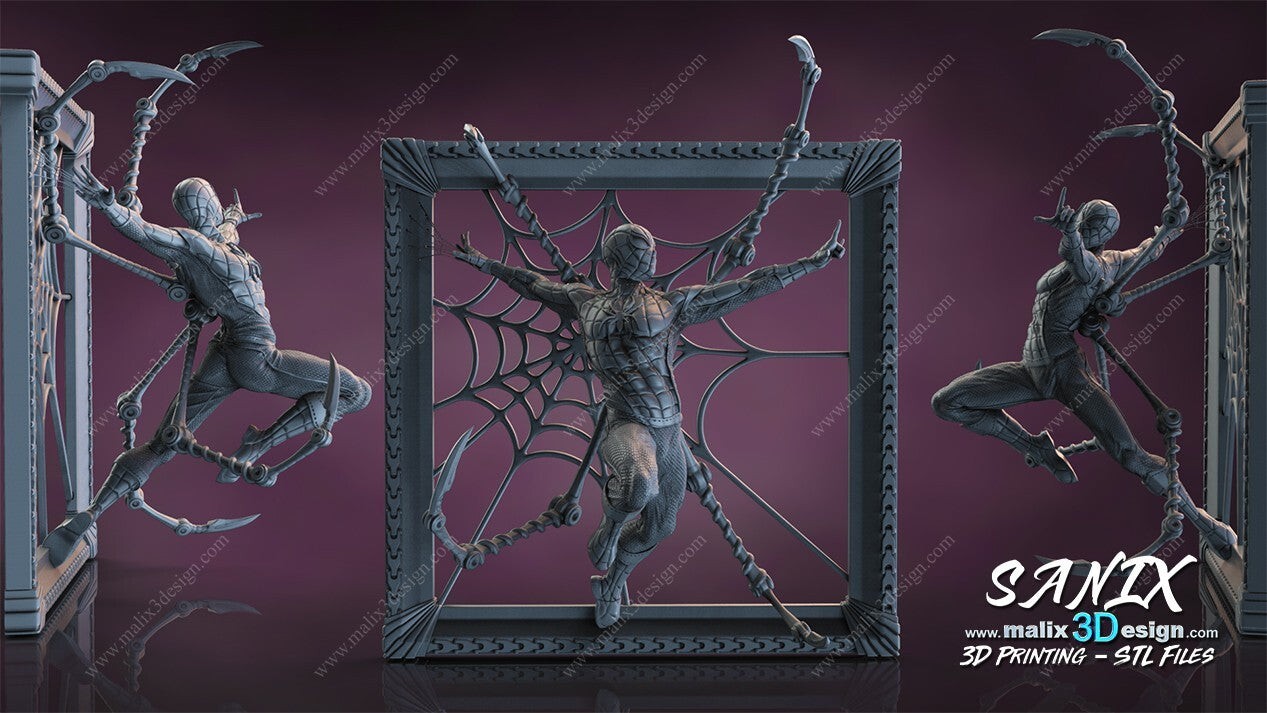 Cadre Spider-Man 32 cm finition premium en aluminium pour collectionneur Marvel