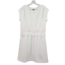 Talbots Women's Cable Knit Dress White Medium