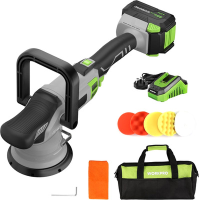 WORKPRO 20V Akku-Pufferpolierset + 4,0 Ah Akku für Autopolitur Wachsen