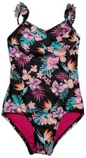Thereabouts XS 6/6X One Piece Bathing Suit Ruffle Strap Multicolor Tropical Boho