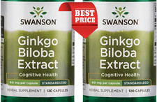 2 Pack Ginkgo Biloba Extract Standardized 60mg 240 Caps 2x120 Cognitive Health
