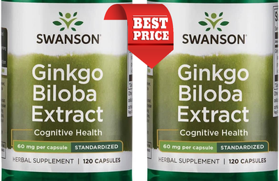 #ad 2 Pack Ginkgo Biloba Extract Standardized 60mg 240 Caps 2x120 Cognitive Health $13.90