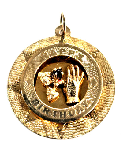 Vintage 14K Yellow Gold HAPPY BIRTHDAY ROUND CHARM/Pendant (3.3 grams)