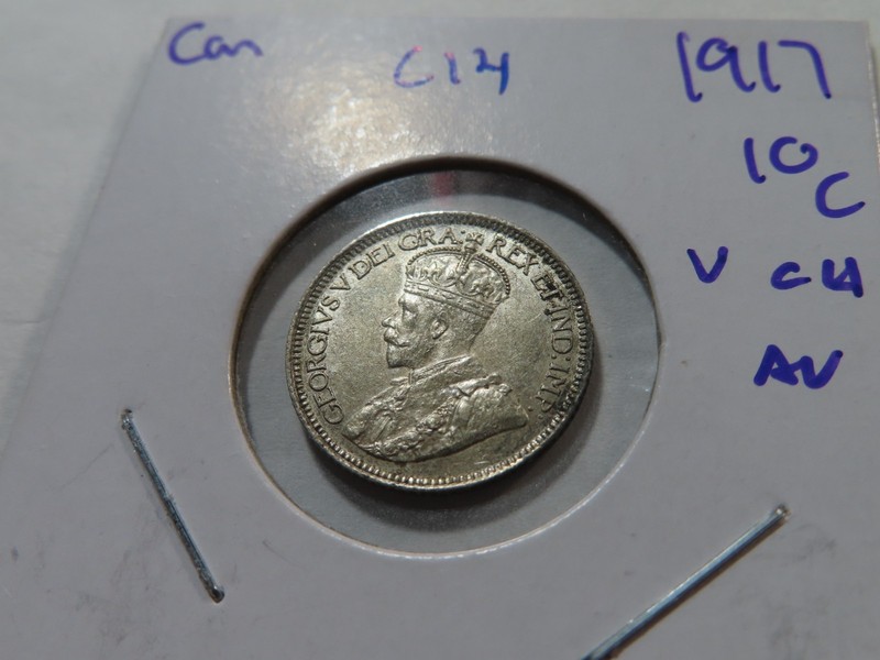 C14 Canada 1917 Silver 10 Cents Very Choice AU Nice Toning