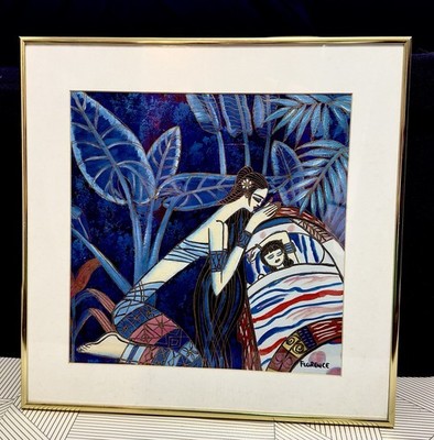 Ding Shaoguang Ting Shao Kuang Style Lullaby Painting Signed Florence Framed