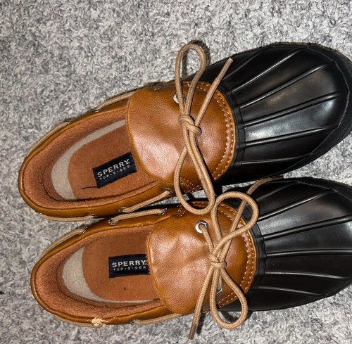 Sperry Top-Sider Heron Brown Mini Platform Rubber Duck Boots Women Size ...