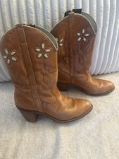 Vintage women's Dingo Leather Western Cowgirl Boots Floral Inlay Women  s US 8.5
