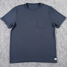 Vuori Linear Tech Tee Mens Large Blue Striped Pocket Athletic Fit Running Shirt