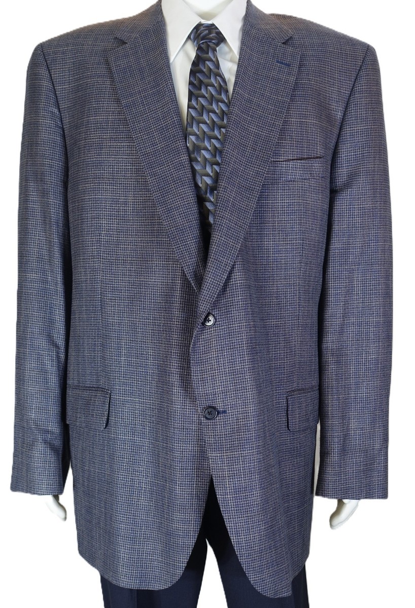 S. COHEN PRESTIGE~MINT!!~BLUE BAMBOO & WOOL BLEND MENS 52L SPORTS JACKET BLAZER