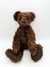 Vintage Jointed Teddy Bear 16 Brown Mohair Style Plush Glass Eyes Classic
