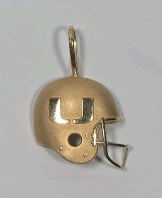 14K Gold MIAMI HURRICANES Football Helmet Pendant 1994 Michael Anthony RARE VTG