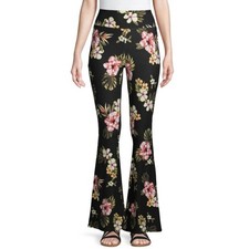 No Boundaries Women Flare Pants Floral Print Polyester Blend Sz S 3-5 