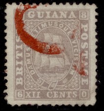 BRITISH GUIANA QV SG37, 12c grey-lilac, USED. Cat £55. P12 thick paper
