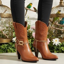 Women 2PCS Gold Boot Chain Bracelet Square Circle Shaped Charms Shoe Anklet Gift