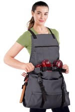 Gardening Apron   Harvest Pouch, Pockets, Loops, Cross-back Straps, Water-Resist