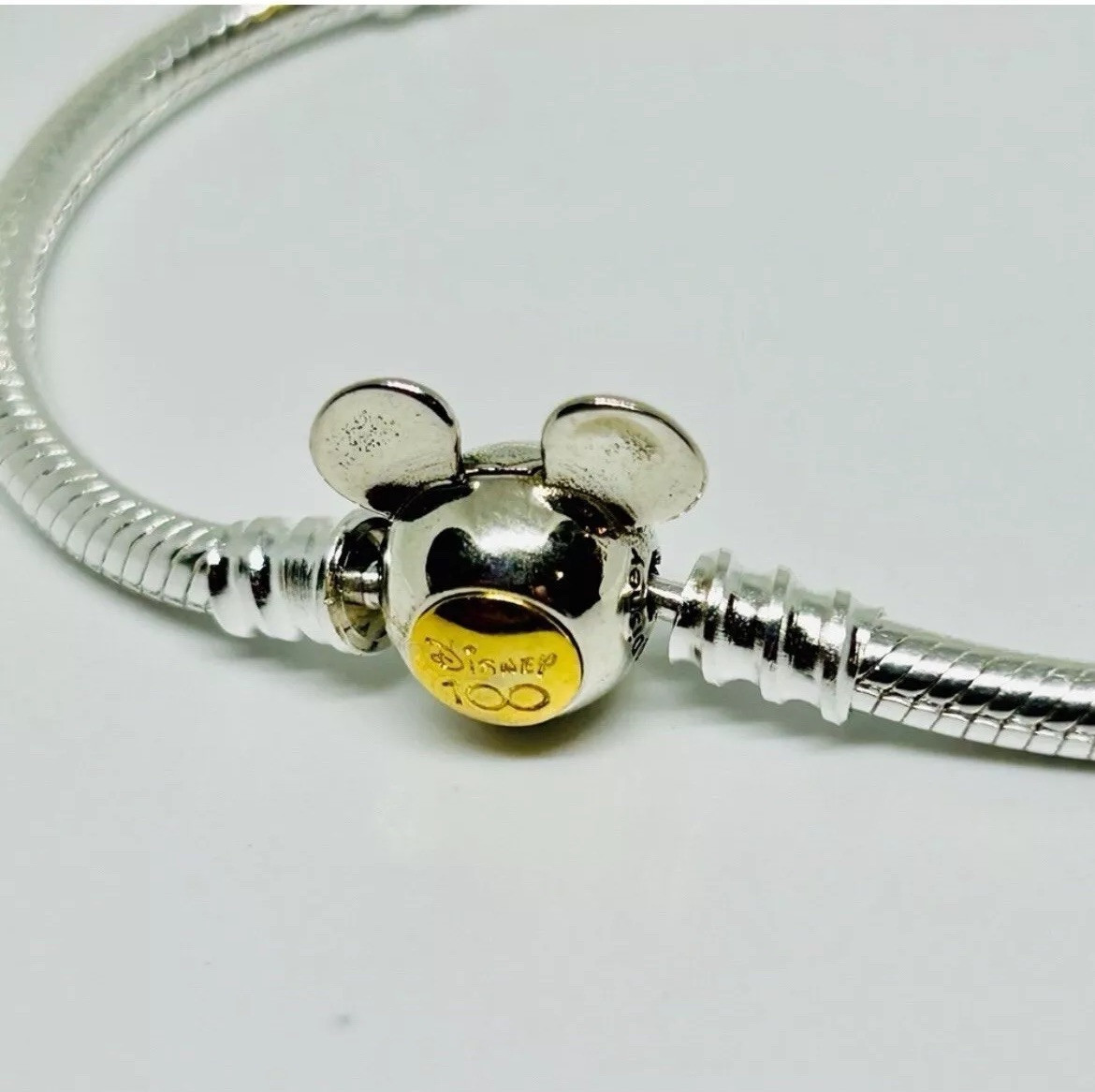 Pandora Disney Mickey Mouse 100th Anniversary Snake Chain bracelet  Size 18 CM