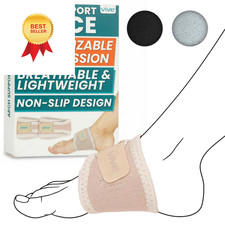Vive Foot Arch Support Brace Pair - Wrap Corrector for 8 Piece Set, Beige